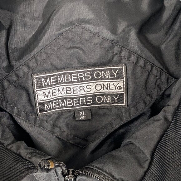 Members Only Classic Black Bomber Jacket XL LONG - Picture 3 of 7